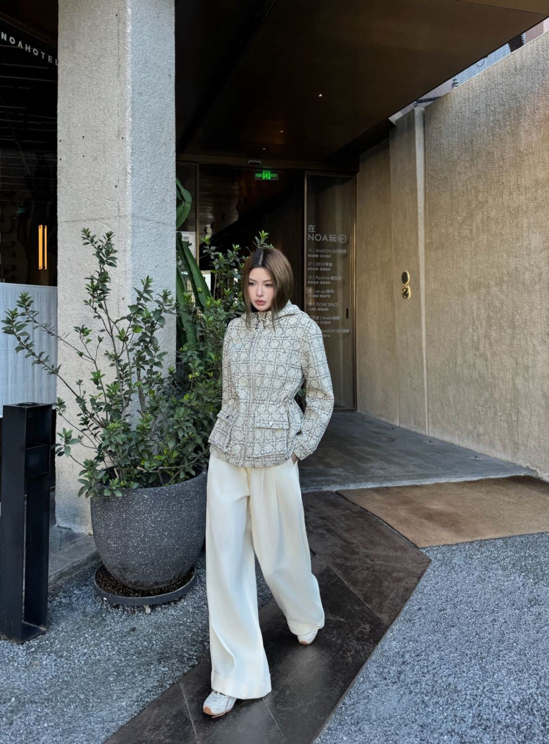 CD NEW Hooded plaid jacket