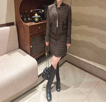 Chan NEW Woven jacket and skirt set