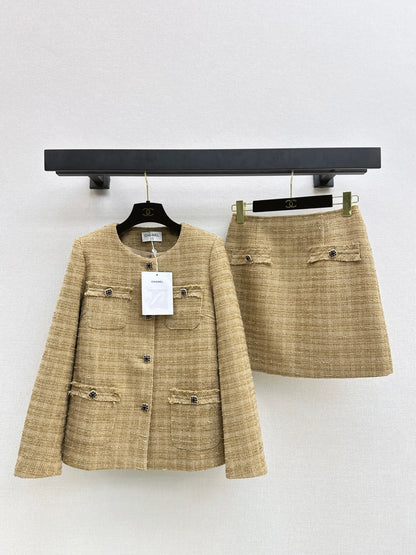 Chan NEW Woven jacket and skirt set