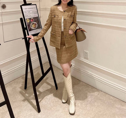 Chan NEW Woven jacket and skirt set