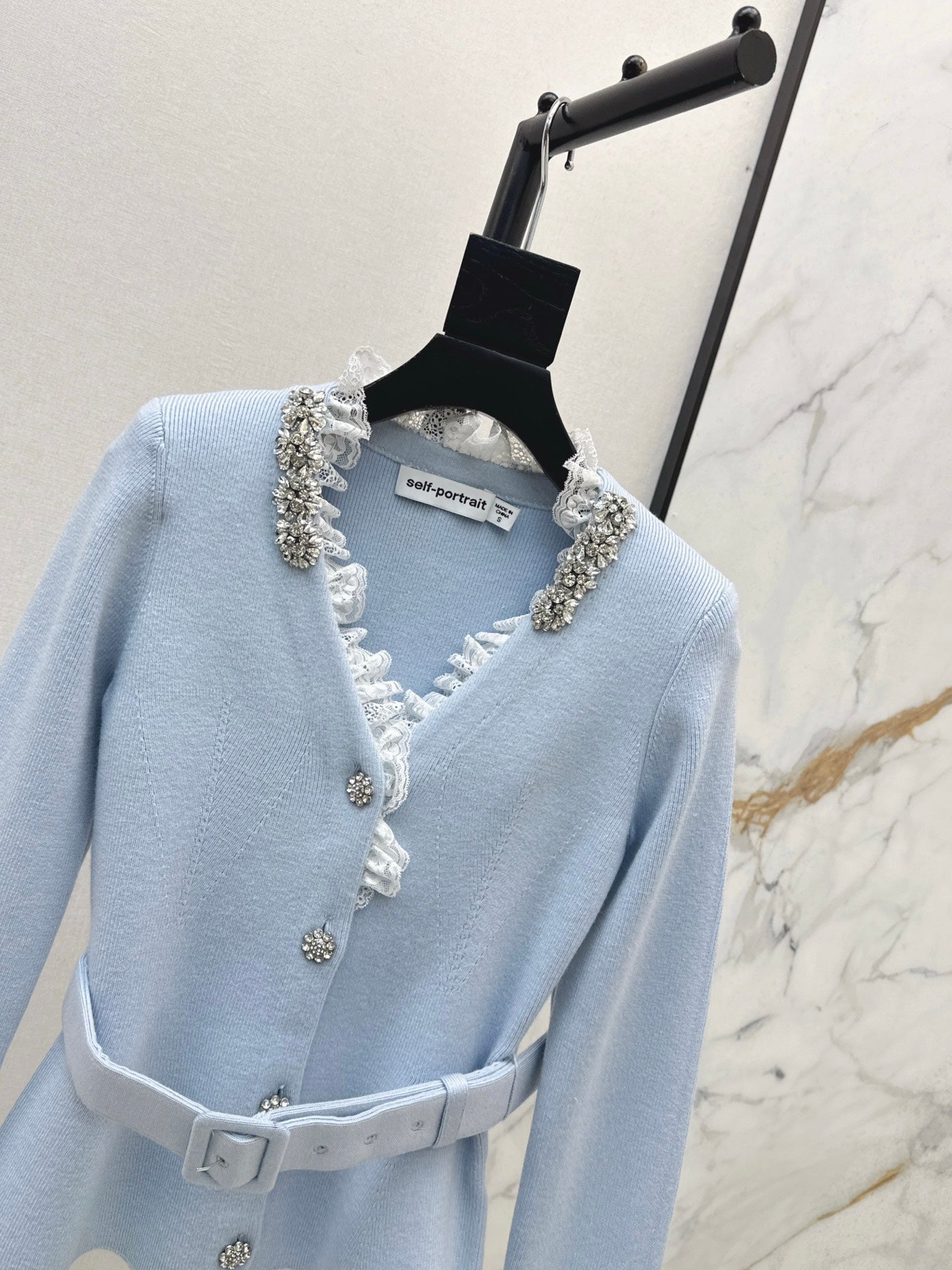 Sp NEW Lace-trimmed knit coat