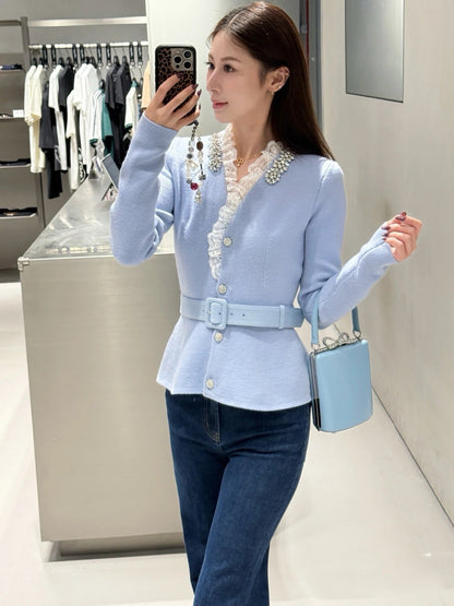 Sp NEW Lace-trimmed knit coat