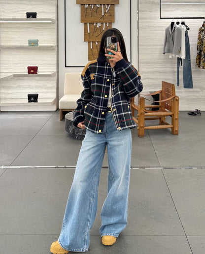 Ce1i NEW plaid cotton coat