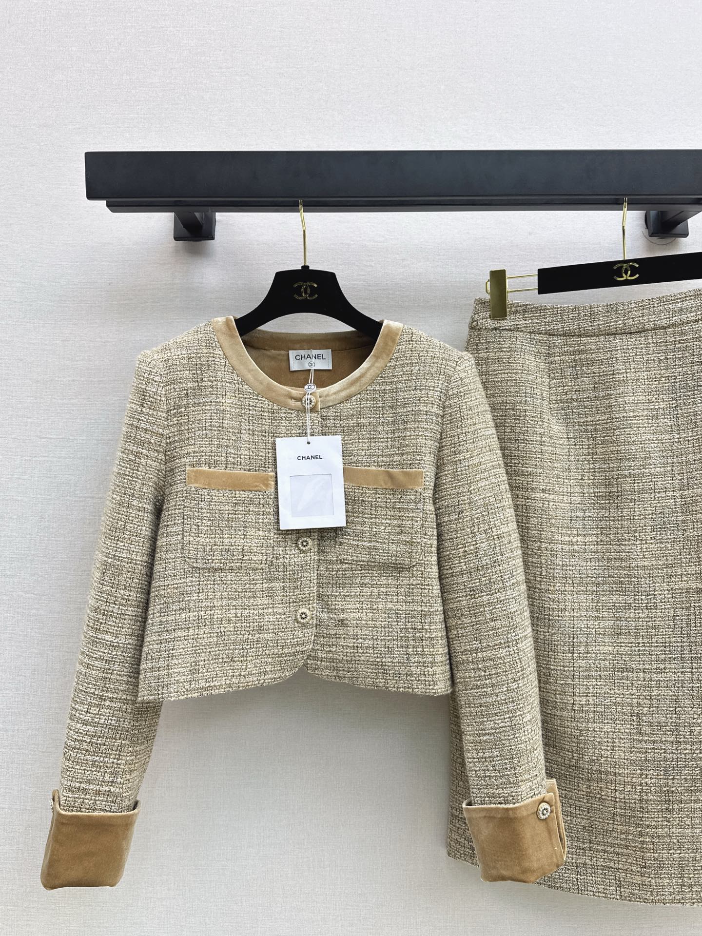 Chan NEW woven jacket and skirt suit