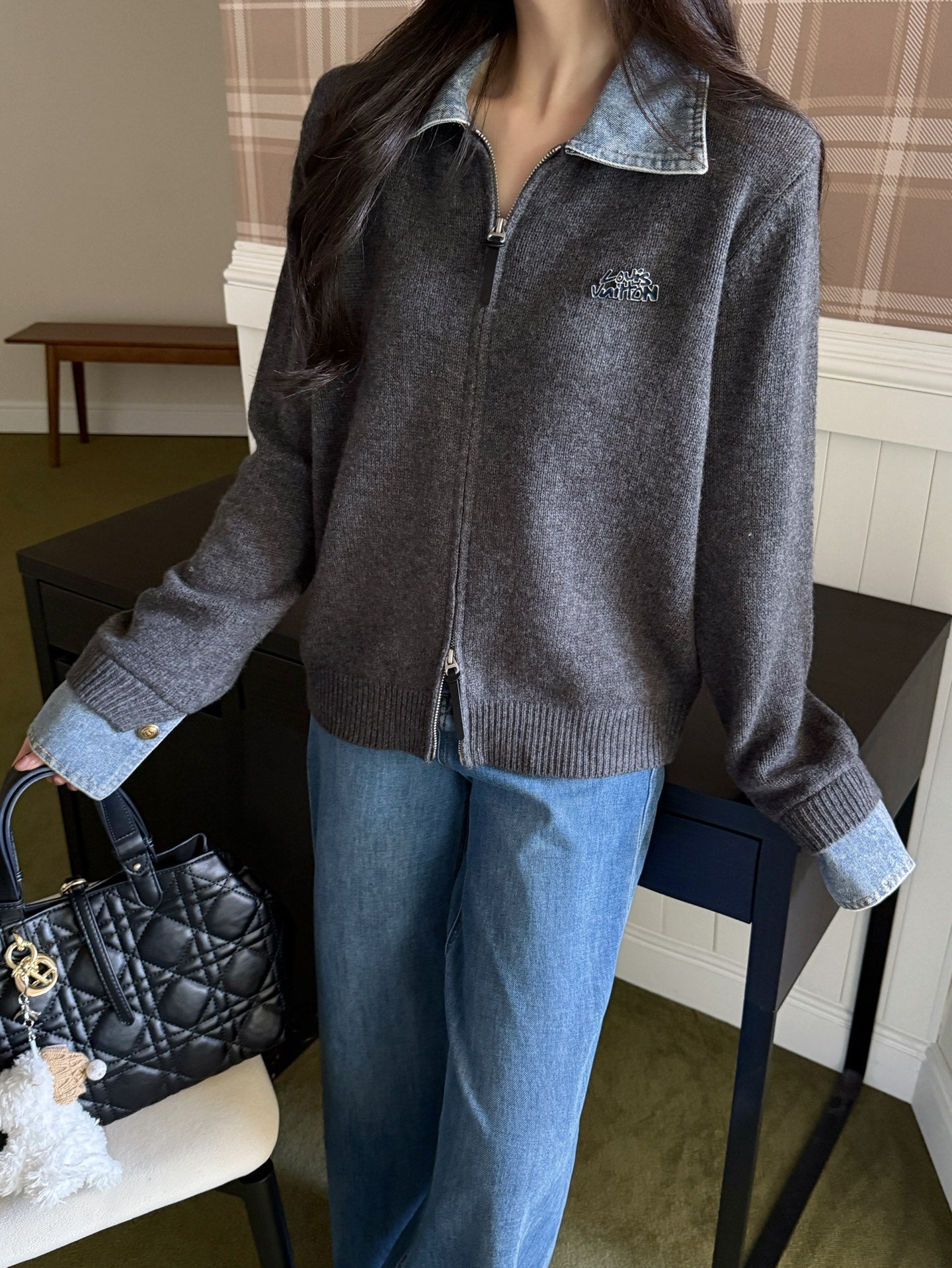 Louis NEW Denim patchwork cardigan