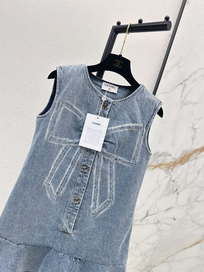 Chan NEW Bow-tie denim dress