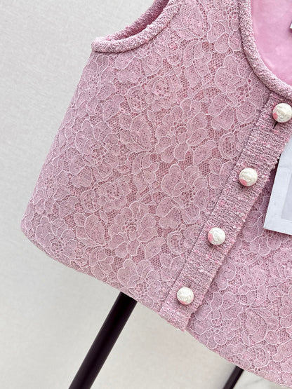 Chan NEW Tweed Lace Vest