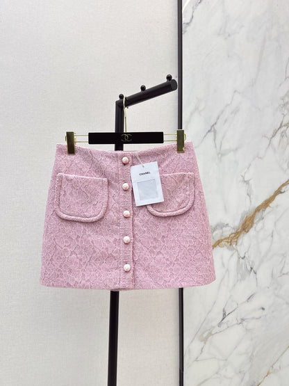 Chan NEW Tweed Lace A-line Skirt