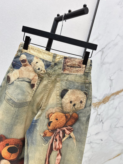 Acn NEW Printed denim pants