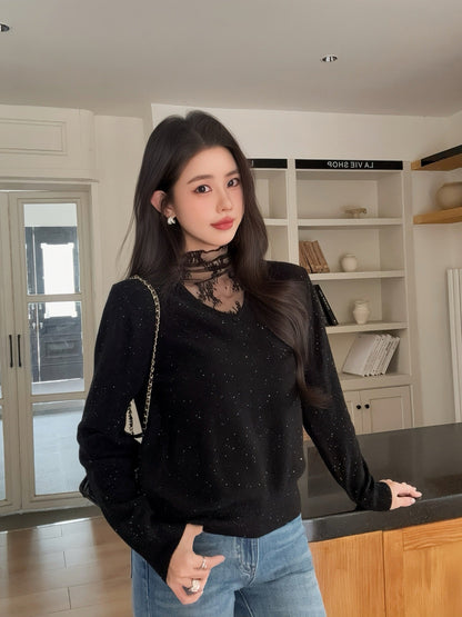 Es NEW Lace wool sweater
