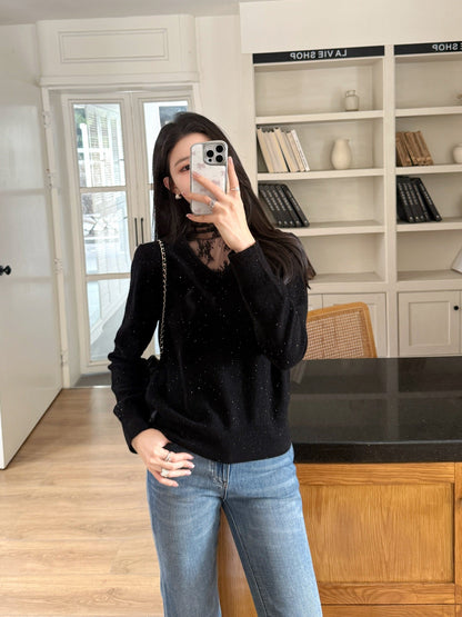 Es NEW Lace wool sweater
