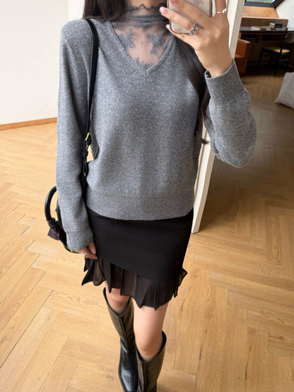 Es NEW Lace wool sweater