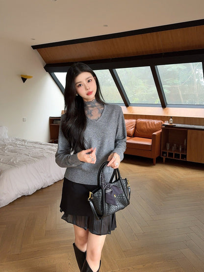 Es NEW Lace wool sweater