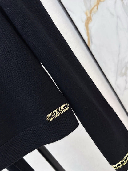 Chan NEW Chain-link openwork off-shoulder cashmere sweater