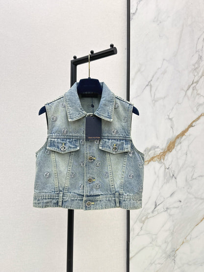 Louis NEW Gold Coin Sequin Denim Vest