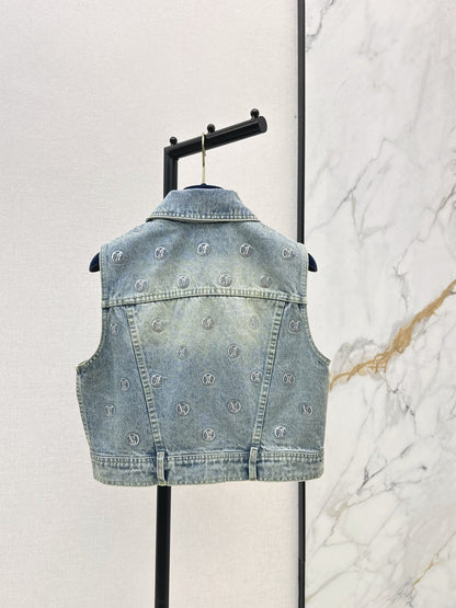Louis NEW Gold Coin Sequin Denim Vest