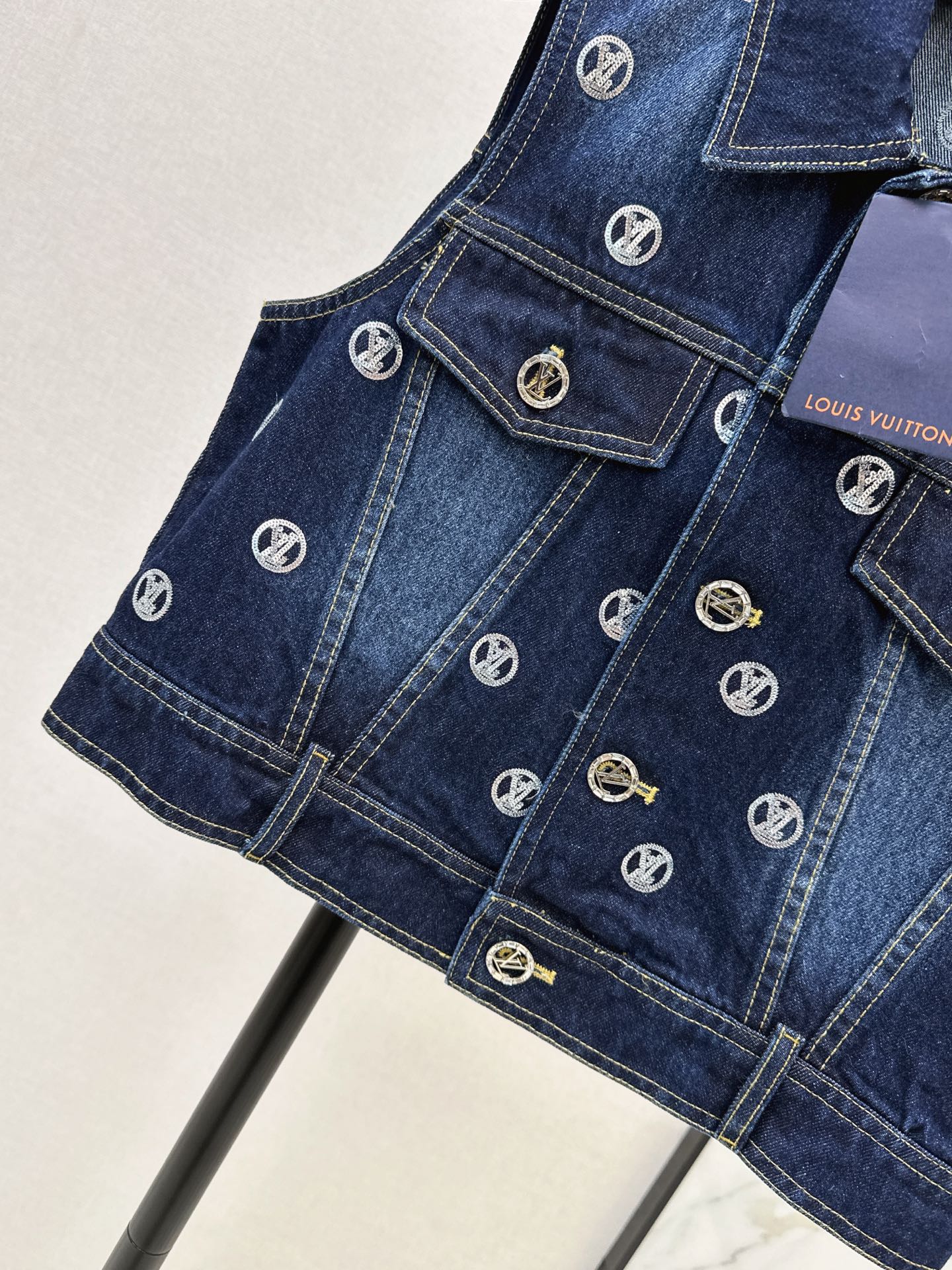 Louis NEW Gold Coin Sequin Denim Vest