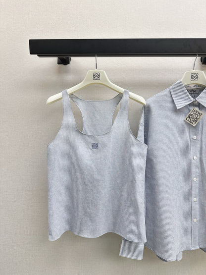 Loe NEW Striped vest  shirt set