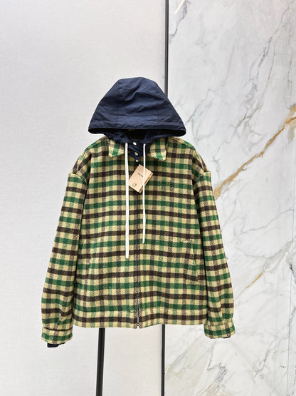 Miu NEW Hooded plaid jacket