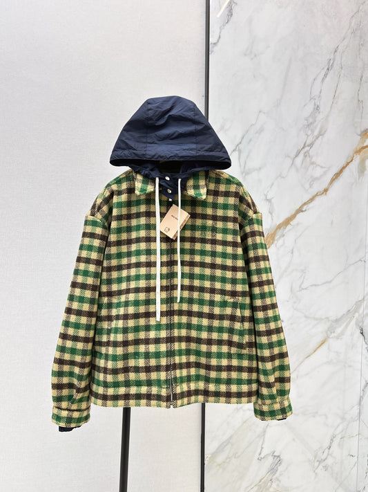 Miu NEW Hooded plaid jacket