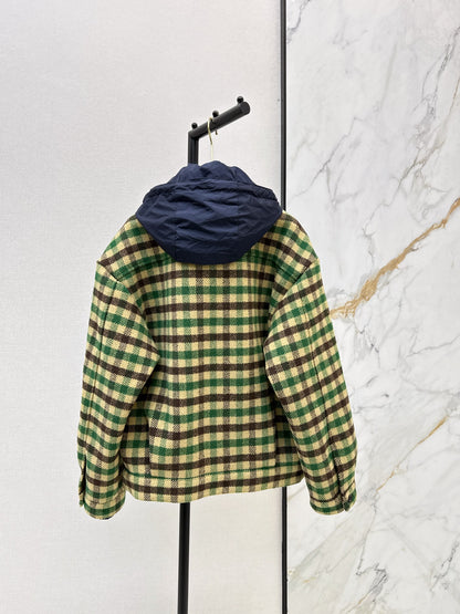 Miu NEW Hooded plaid jacket