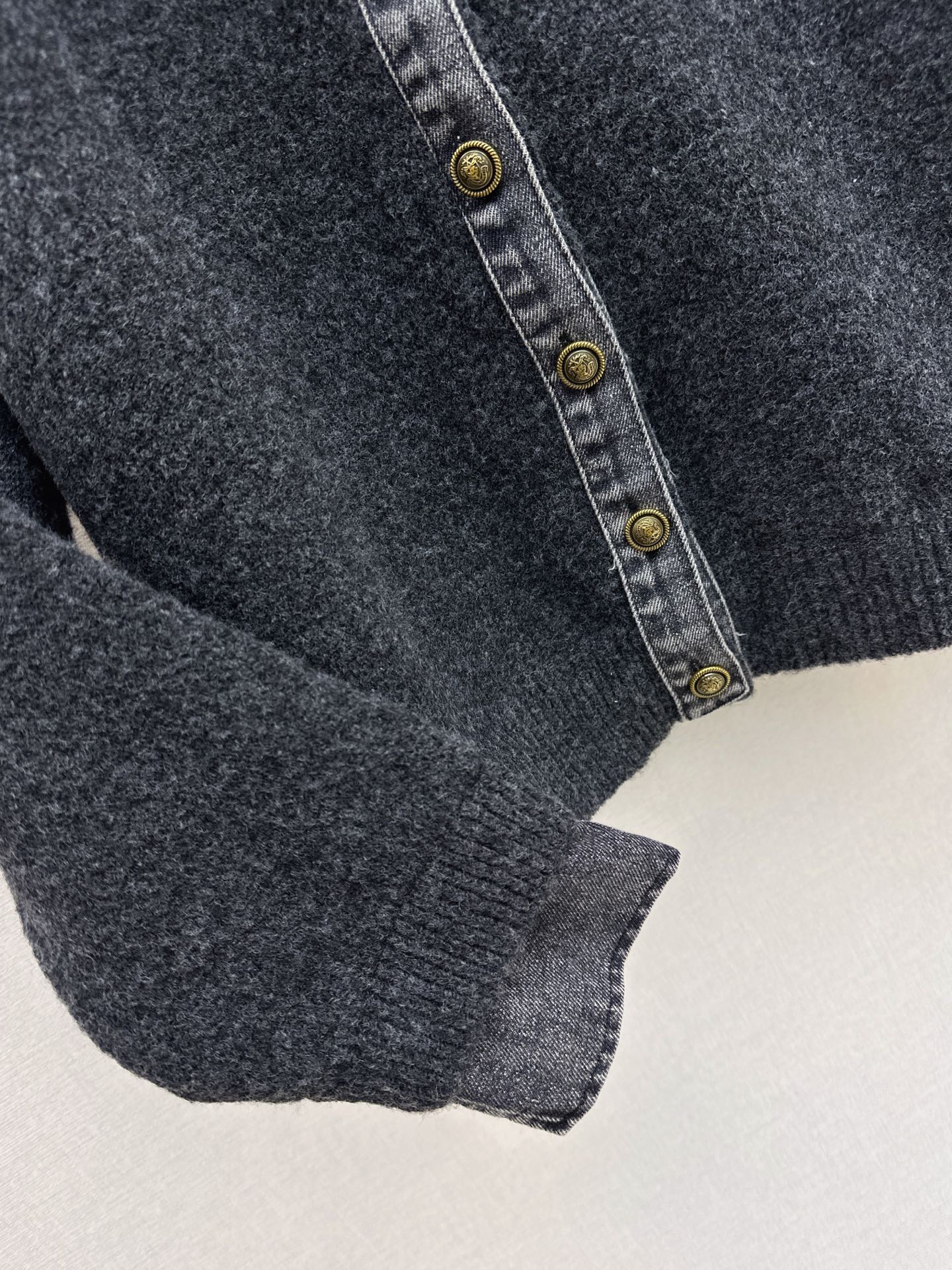 Fend NEW Denim patchwork polo sweater