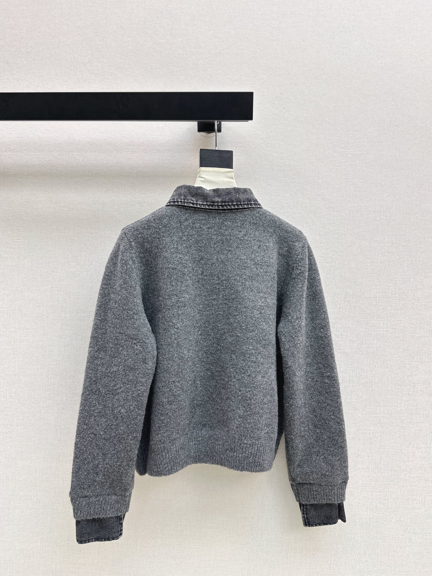 Fend NEW Denim patchwork polo sweater
