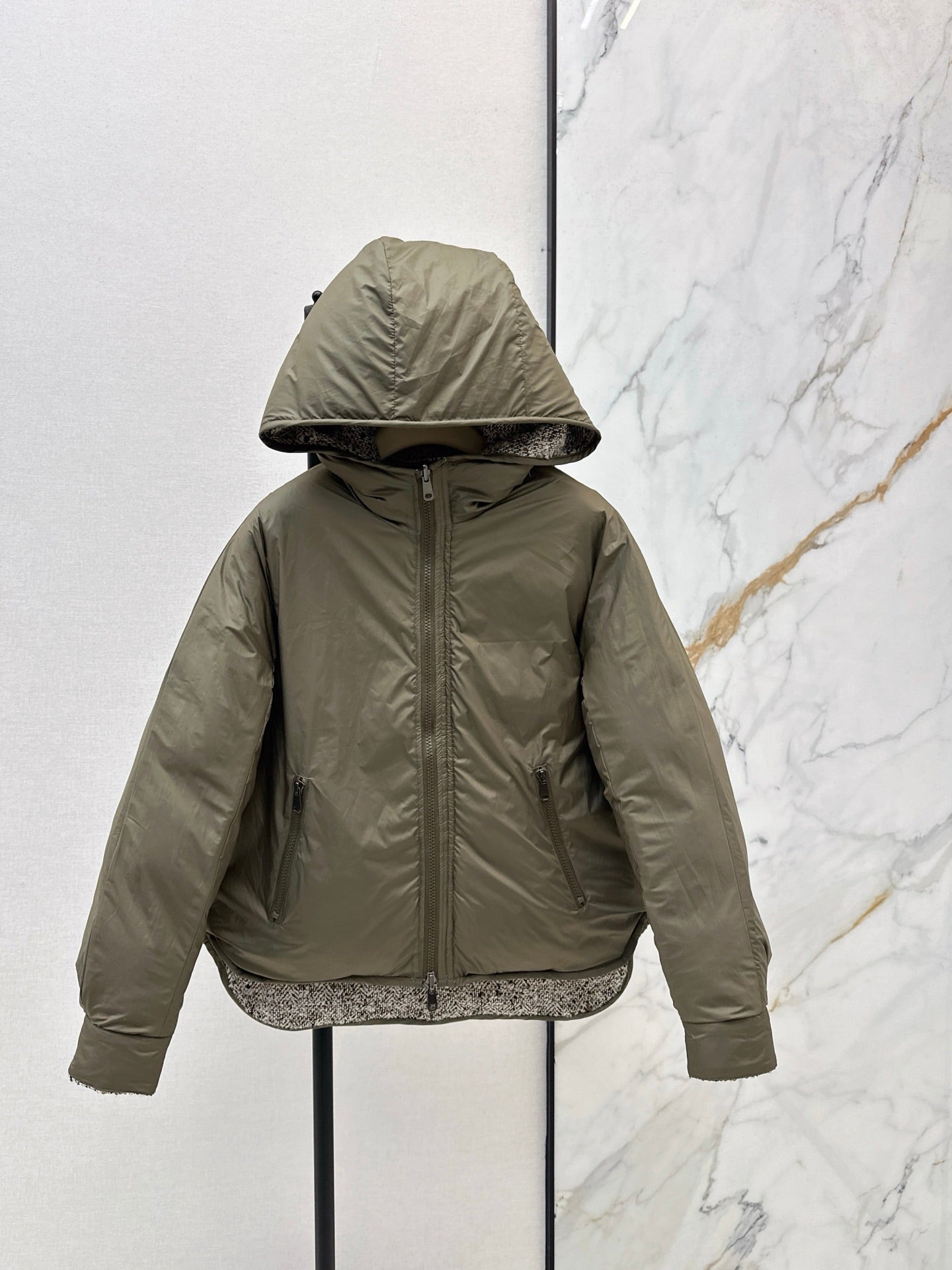 Brun NEW Reversible woven hooded down jacket