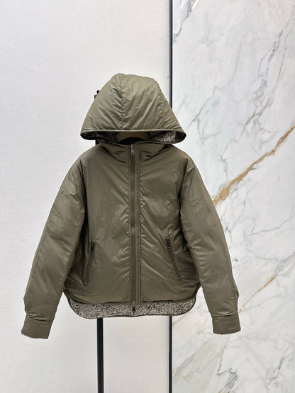Brun NEW Reversible woven hooded down jacket