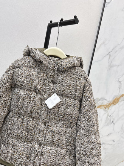 Brun NEW Reversible woven hooded down jacket