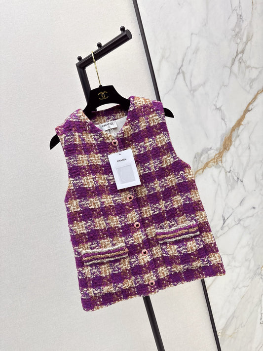 Chan NEW woven plaid vest