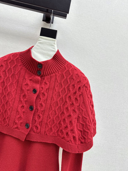 Chan NEW Knitted cape sweater set