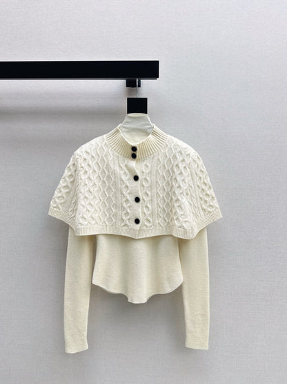 Chan NEW Knitted cape sweater set