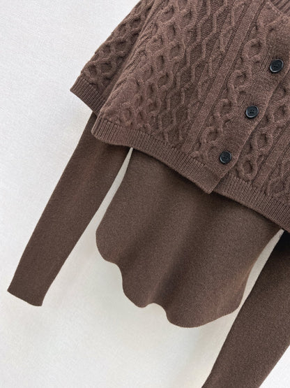 Chan NEW Knitted cape sweater set