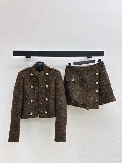 Ba1 NEW button jacket divided skirts set