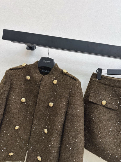 Ba1 NEW button jacket divided skirts set