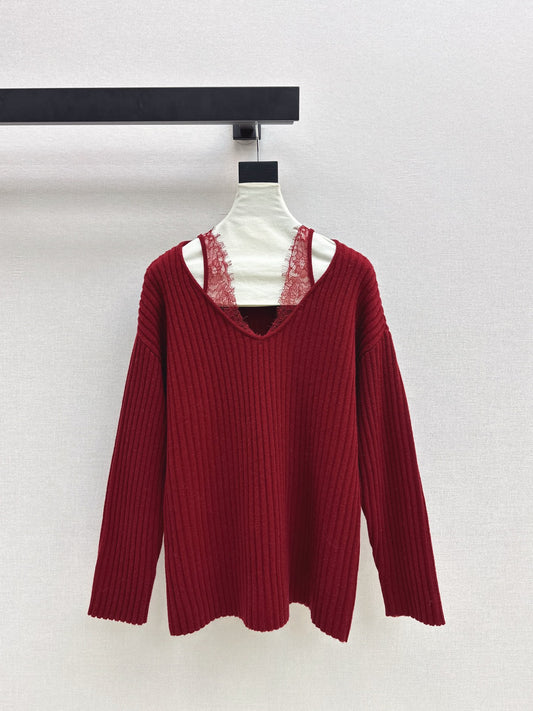 Es NEW lace patchwork sweater