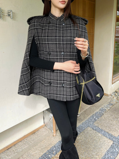 Bur NEW plaid cape coat