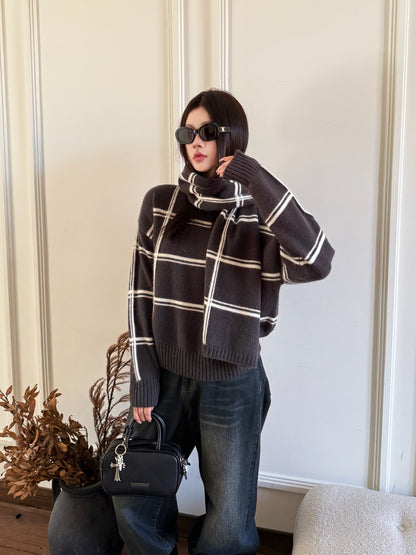 Brun NEW striped sweater + scarf