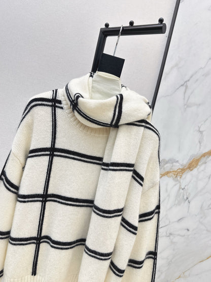 Brun NEW striped sweater + scarf