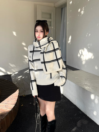 Brun NEW striped sweater + scarf