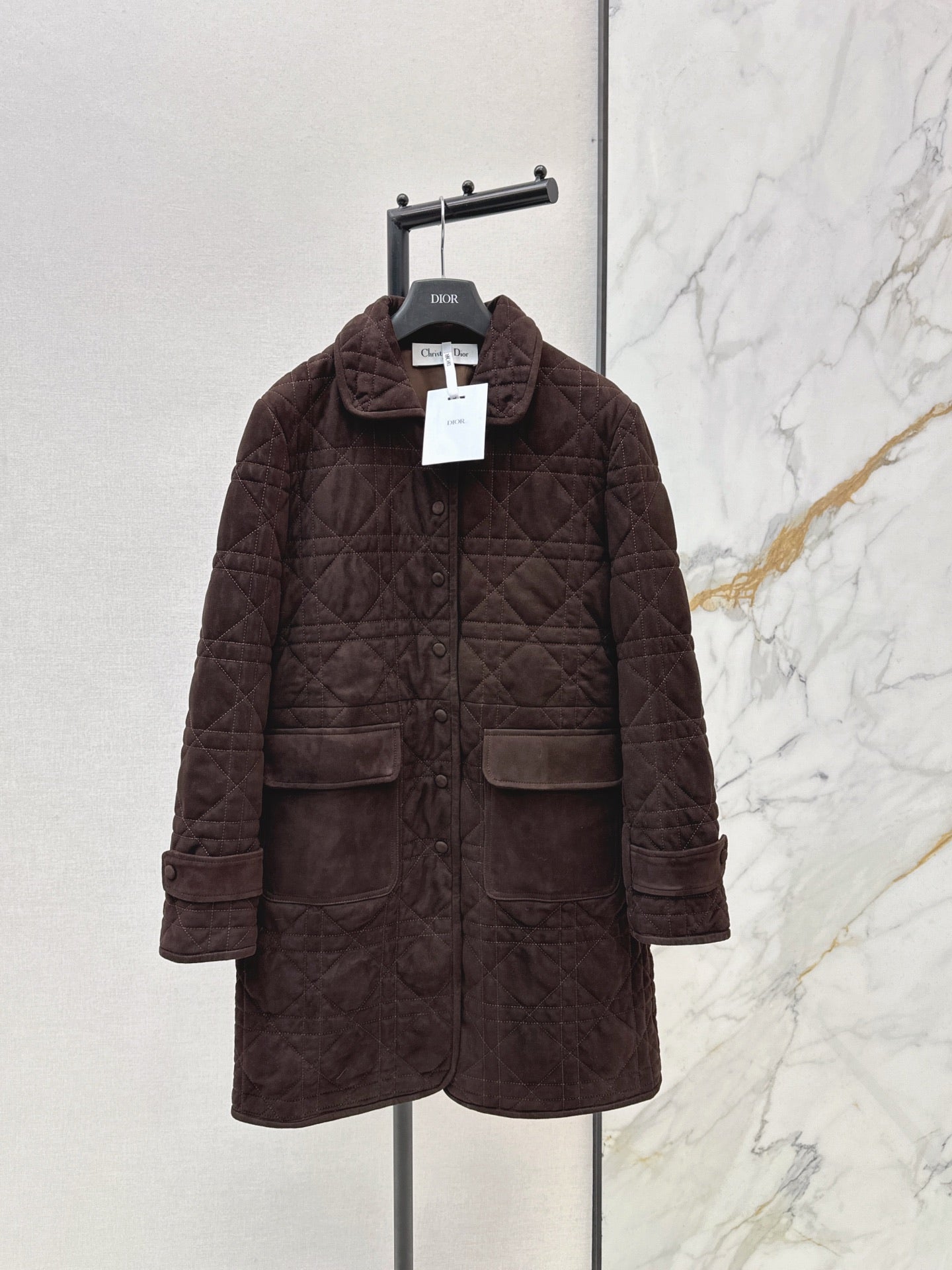 CD NEW Suede padded long coat