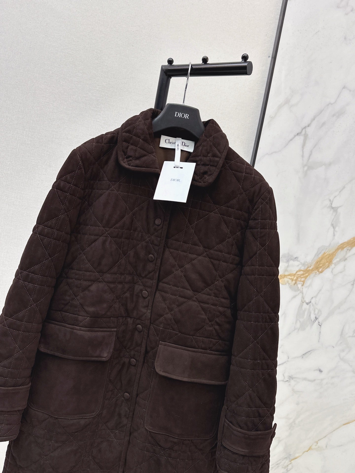 CD NEW Suede padded long coat