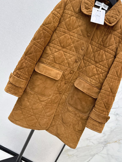 CD NEW Suede padded long coat