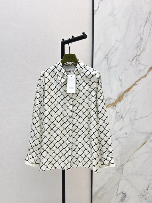 Guc NEW plaid print Silk Shirt