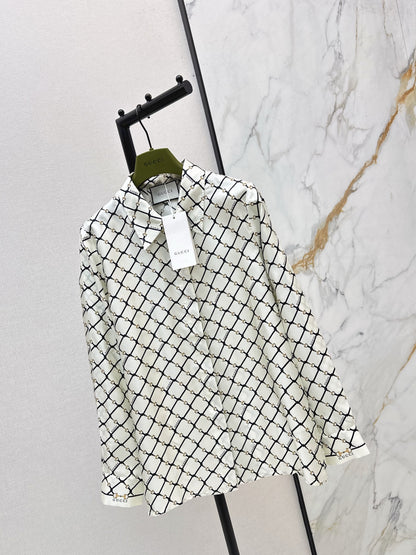 Guc NEW plaid print Silk Shirt