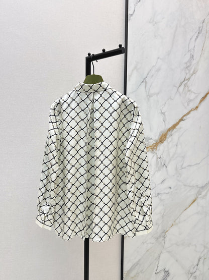 Guc NEW plaid print Silk Shirt