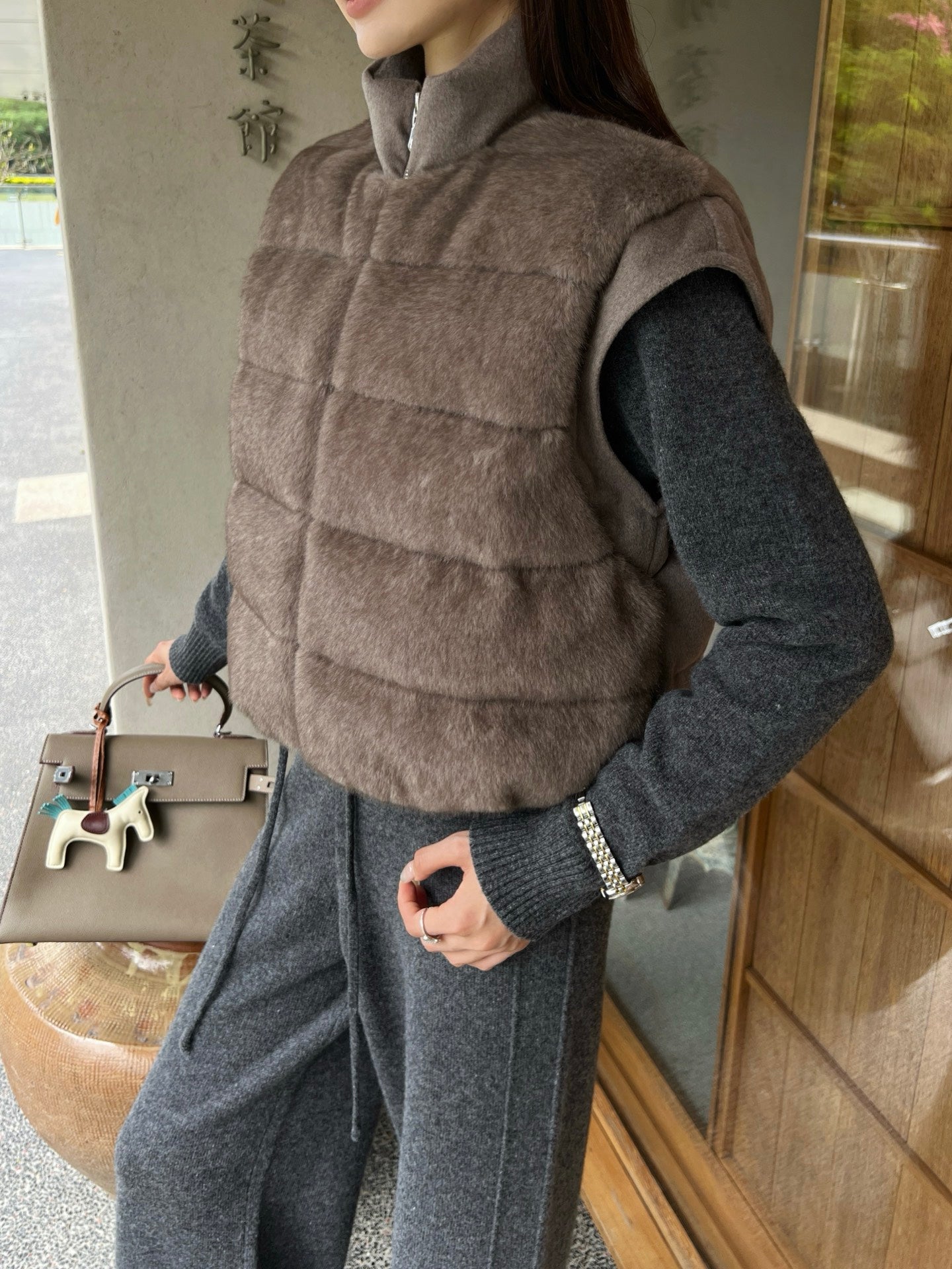 Brun NEW woolen  down vest