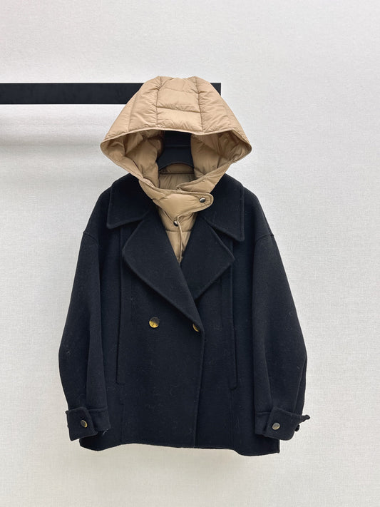 Max NEW hooded down vest+woolen jacket