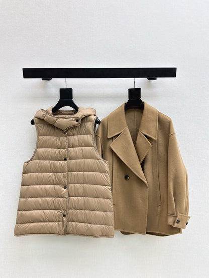 Max NEW hooded down vest+woolen jacket